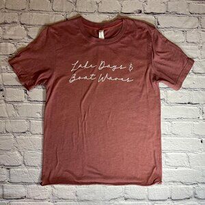 Bella + Canvas cut off tee Rose colored Lake Days and Boat Waves tee. Size small